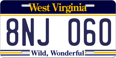 WV license plate 8NJ060