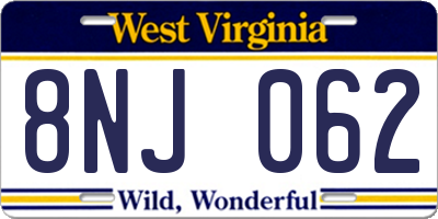 WV license plate 8NJ062