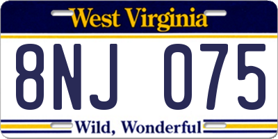 WV license plate 8NJ075