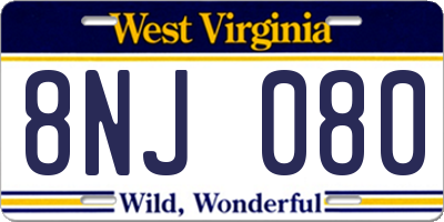 WV license plate 8NJ080