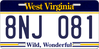WV license plate 8NJ081