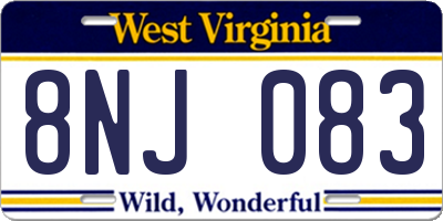 WV license plate 8NJ083