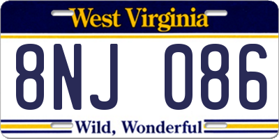 WV license plate 8NJ086