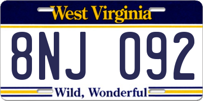 WV license plate 8NJ092