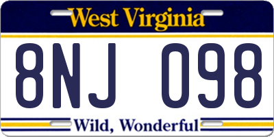 WV license plate 8NJ098