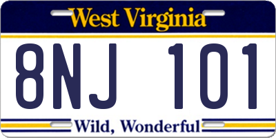 WV license plate 8NJ101