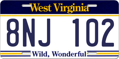 WV license plate 8NJ102