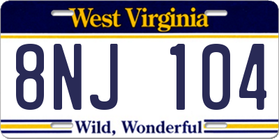 WV license plate 8NJ104