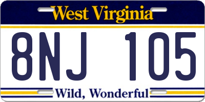 WV license plate 8NJ105