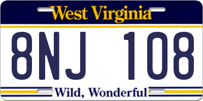 WV license plate 8NJ108
