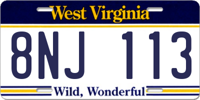 WV license plate 8NJ113
