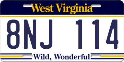 WV license plate 8NJ114