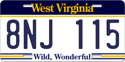 WV license plate 8NJ115