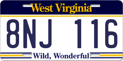 WV license plate 8NJ116