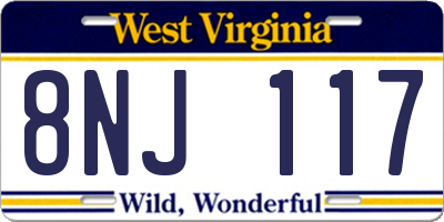 WV license plate 8NJ117