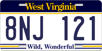 WV license plate 8NJ121