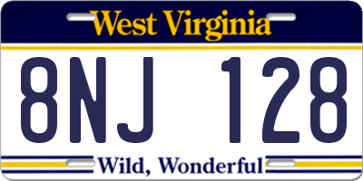 WV license plate 8NJ128