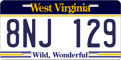 WV license plate 8NJ129