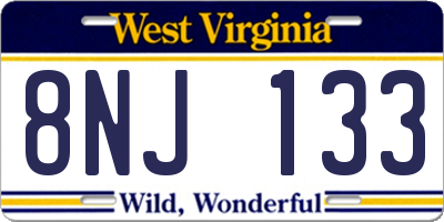 WV license plate 8NJ133