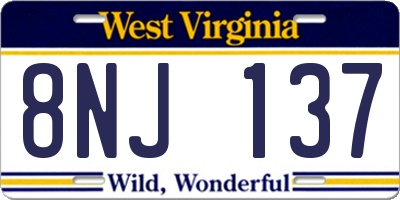 WV license plate 8NJ137