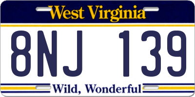 WV license plate 8NJ139