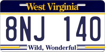 WV license plate 8NJ140