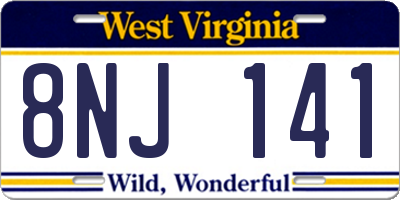 WV license plate 8NJ141