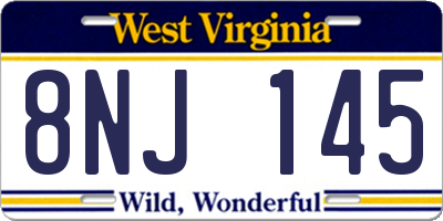 WV license plate 8NJ145