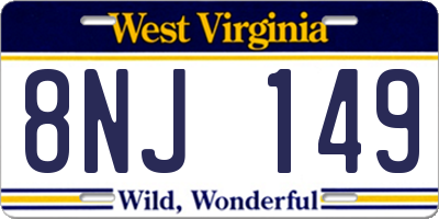 WV license plate 8NJ149