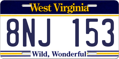 WV license plate 8NJ153