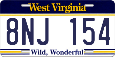 WV license plate 8NJ154