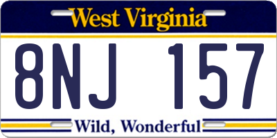 WV license plate 8NJ157