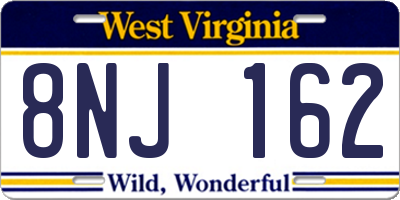 WV license plate 8NJ162