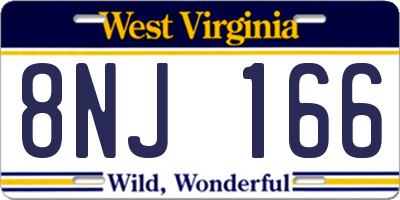 WV license plate 8NJ166