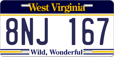 WV license plate 8NJ167