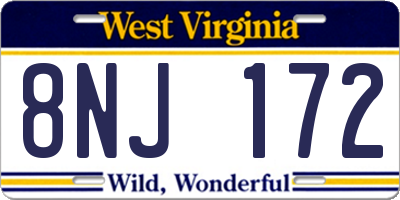 WV license plate 8NJ172