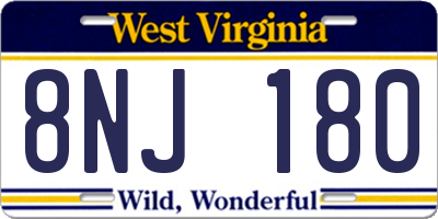 WV license plate 8NJ180
