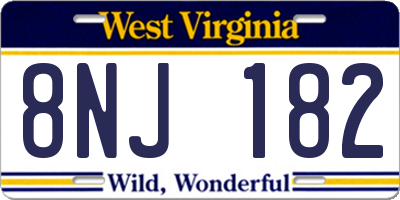 WV license plate 8NJ182
