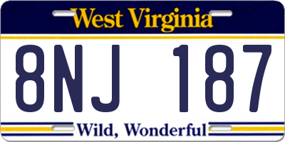 WV license plate 8NJ187
