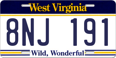 WV license plate 8NJ191