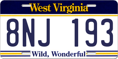 WV license plate 8NJ193