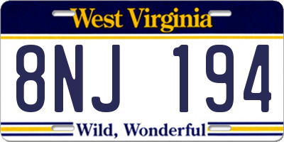 WV license plate 8NJ194