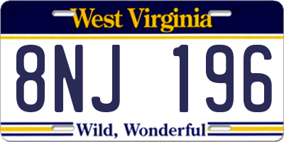 WV license plate 8NJ196