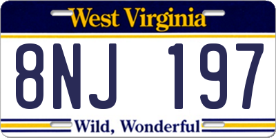WV license plate 8NJ197