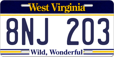 WV license plate 8NJ203