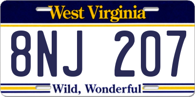 WV license plate 8NJ207