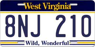 WV license plate 8NJ210