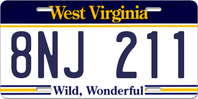 WV license plate 8NJ211