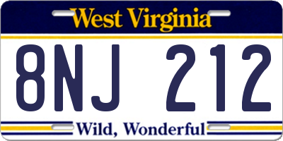 WV license plate 8NJ212