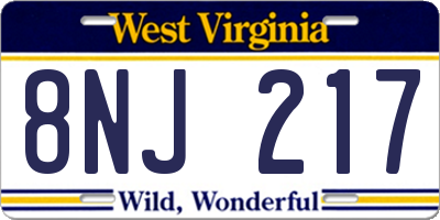 WV license plate 8NJ217